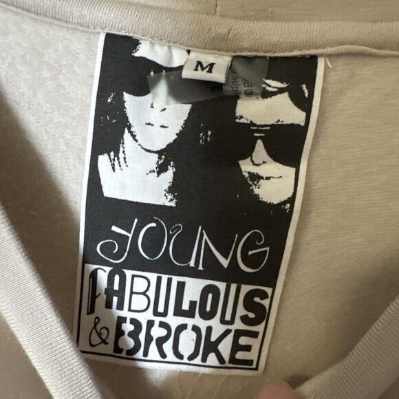 Young Fabulous & Broke Medium Dolman  Sleeves W/Faux Fur  Sweatshirt Mocha Cream - Picture 5 of 9